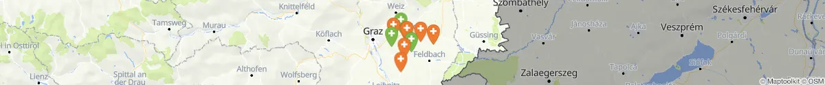 Kartenansicht für Apotheken-Notdienste in der Nähe von Sankt Margarethen an der Raab (Weiz, Steiermark)